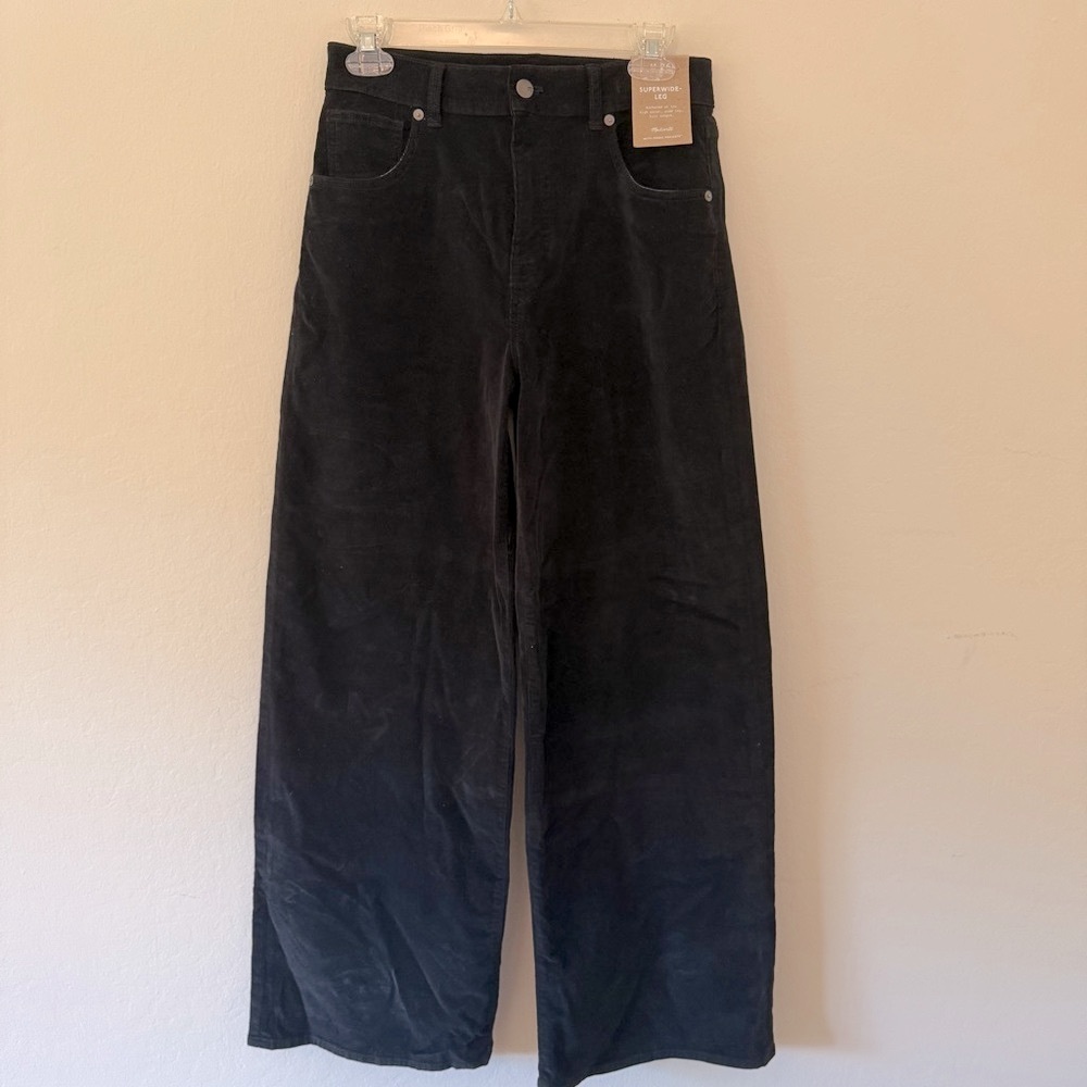 NWT Madewell Superwide-Leg Corduroy Pants size 26 in Black NT151